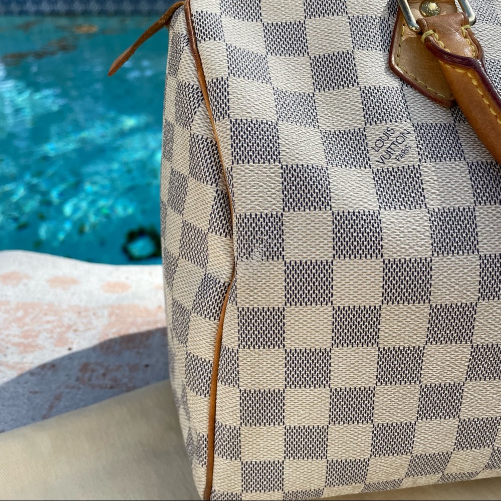 Louis Vuitton White and Brown Checkered Tote - Picture 13 of 15
